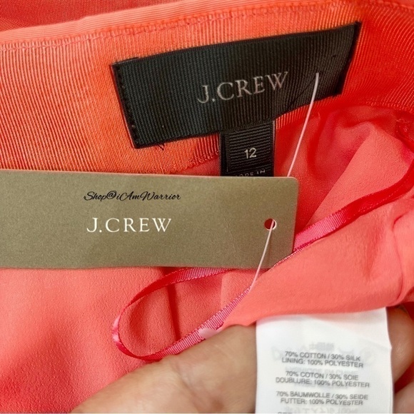 J.Crew NWT tie waist guava coral cotton/silk faille midi skirt @shop@iamwarrior - Picture 10 of 11